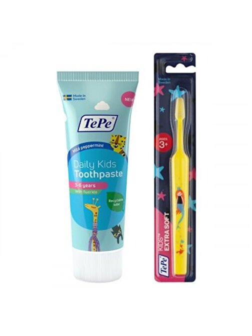 Tepe Daily Kids Çocuk Diş Macunu 75ml+Kids XSoft (3-5) Yaş Diş Fırçası