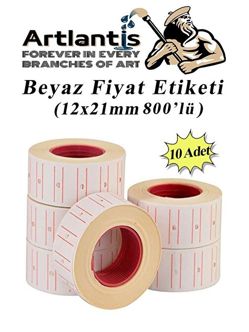 Fiyat Etiketi Beyaz 800'lü 10 Paket 12x21mm Beyaz Fiyat Etiketi Mx-5500 M5500 Hg979 Motex Etiket Makinesi Yedeği