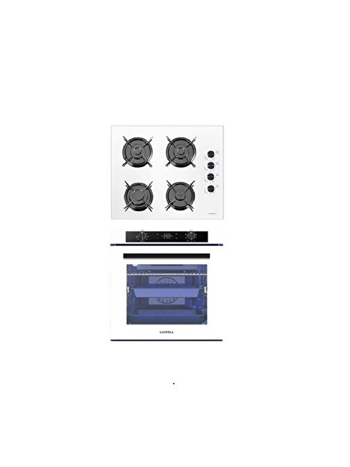 Luxell A68 - SGF3 - OC88 Platinum Dijital Göstergeli Gazlı Cam Fırın + Ocak 2'li Ankastre Set Beyaz