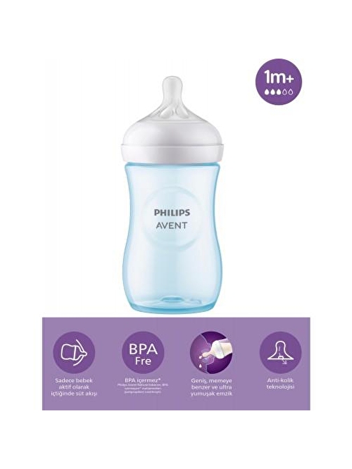 Philips Avent Scy903/21 Doğal Tepkili Pp 1+ Ay Mavi Biberon 260ml