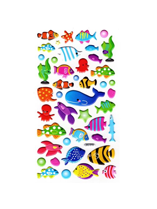 Sticker Kabartmalı Stiker Defter, Planlayıcı Etiket (lbu-010) - 17X9 cm - Sevimli Balıklar