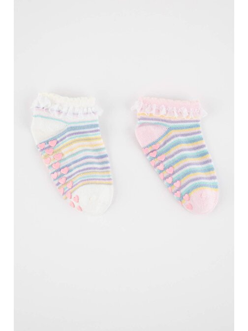 Defacto A1482A5NS Kız Bebek Pamuklu 2'li Patik Çorap  Renkli 12 - 24 Ay