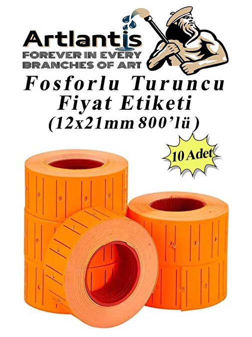 Fiyat Etiketi Turuncu 800'lü 10 Paket 12x21mm Fosforlu Turuncu Fiyat Etiketi Mx-5500 M5500 Hg979 Motex Etiket Makinesi Yedeği