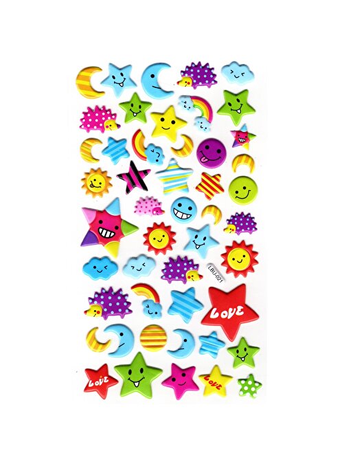 Sticker Kabartmalı Stiker Defter, Planlayıcı Etiket (lbu-021) - 17X9 cm - Ay yıldız güneş