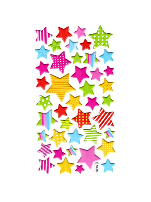 Sticker Kabartmalı Stiker Defter, Planlayıcı Etiket (lbu-024) - 17X9 cm - Renkli Yıldızlar