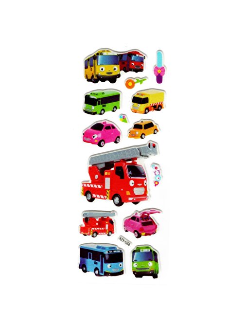 Sticker Kabartmalı Stiker Defter, Planlayıcı (kzy1058) 16x7 cm -İtfaiye Otobüs Araba