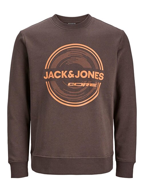 Jack&Jones Bisiklet Yaka Standart Kalıp Kahverengi Erkek Sweatshirt 12247049