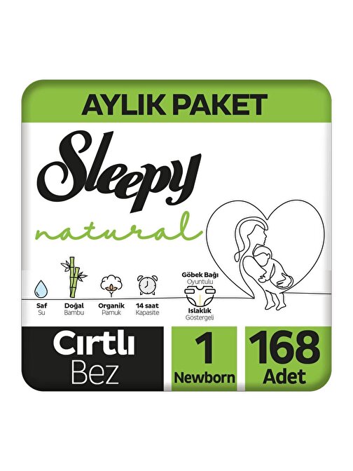 Sleepy Natural 1 Numara Yenidoğan Bebek Bezi 168 Adet