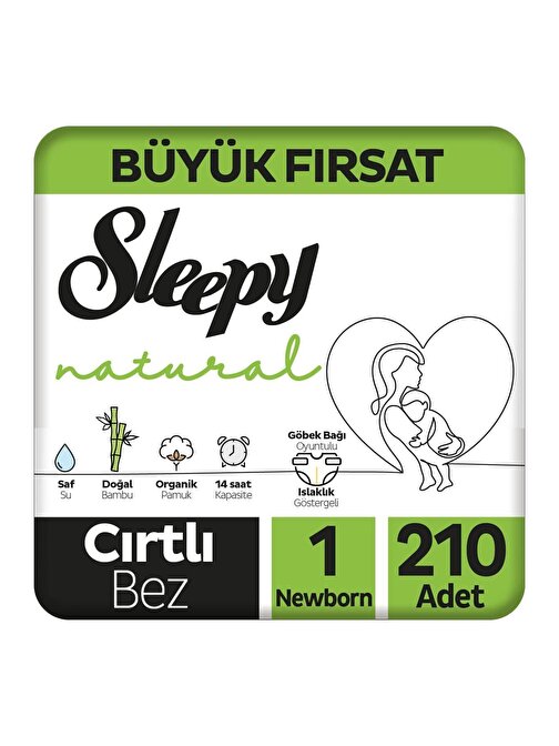 Sleepy Natural 1 Numara Yenidoğan Fırsat Paketi Bebek Bezi 210 Adet