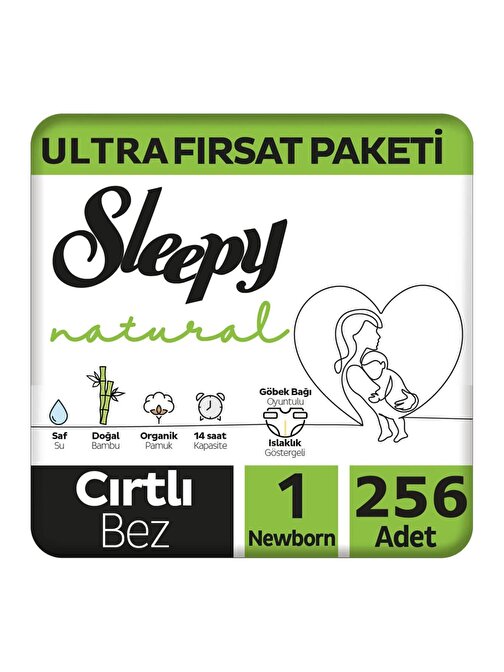 Sleepy Natural 2 - 5 kg 1 Numara Jumbo Paket Bebek Bezi 256 Adet