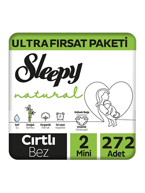 Sleepy Natural 3 - 6 kg 2 Numara Jumbo Paket Bebek Bezi 272 Adet