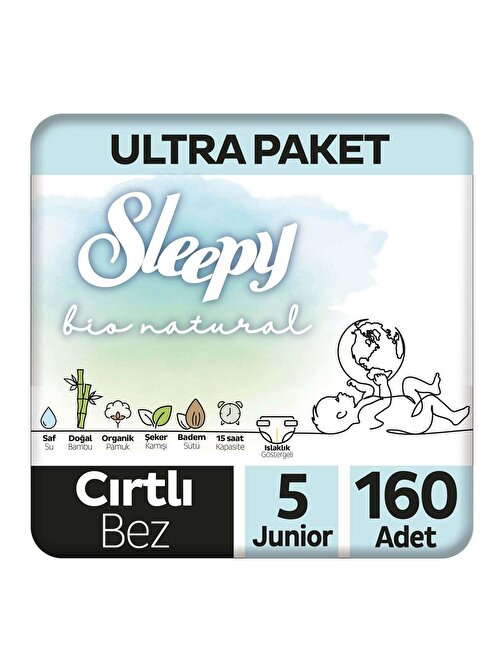 Sleepy Bio Natural 5 Numara Bebek Bezi 160 Adet