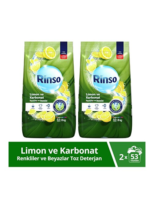 Rinso Limon Ve Karbonat Renkliler Ve Beyazlar İçin Toz Çamaşır Deterjanı 2 X 8 Kg