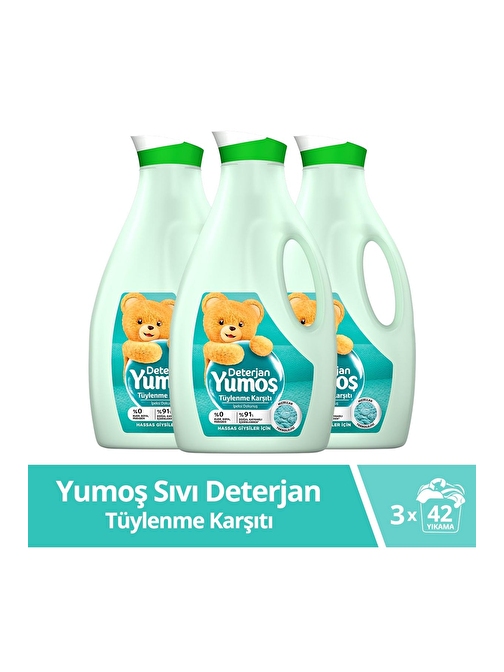 Yumoş Hassas Giysiler Tüylenme Karşıtı Sıvı Çamaşır Deterjanı 3 X 2520 Ml