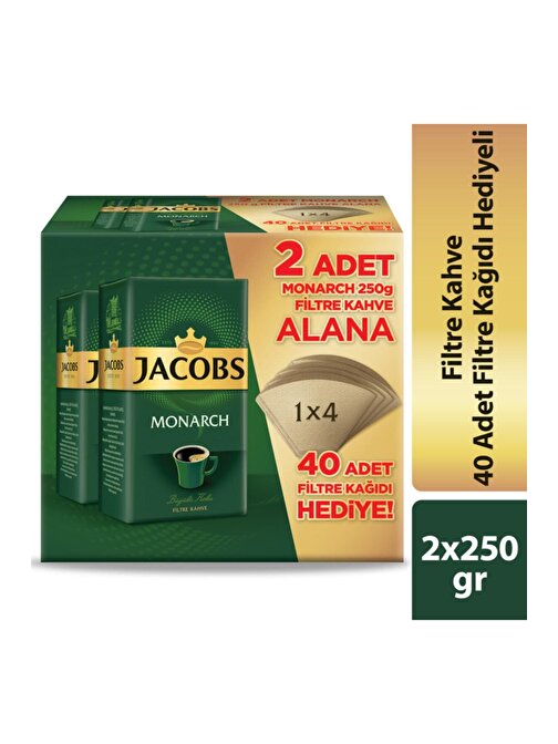 Jacobs Monarch Filtre Kahve 2 x 250 G + Filtre Kağıdı 1 x 4 40 Adet