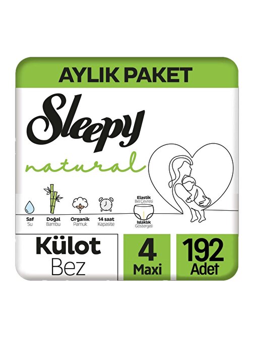 Sleepy Külot 7 - 14 kg 4 Numara Jumbo Paket Bebek Bezi 192 Adet