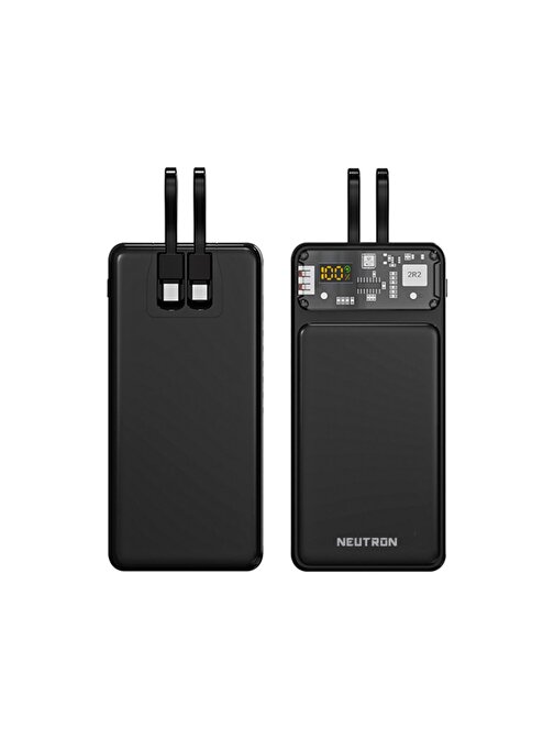 Neutron NTL-PB-12F2 10000 mAh Siyah Kablolu Powerbank