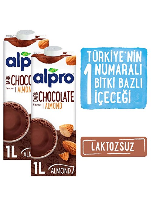 Alpro Vegan Bitter Çikolata Badem İçeceği 2 x 1 lt