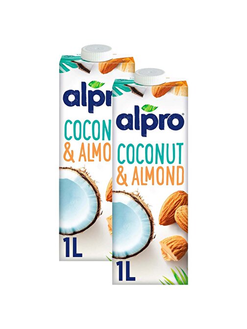 Alpro Vegan Hindistan Cevizi & Badem Sütü 2 x 1 lt Avantajlı Paket