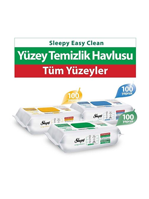 Sleepy Easy Clean Beyaz Sabun Katkılı+Çamaşır Suyu Katkılı+Arap Sabunu Katkılı 3x100 (300 Yaprak)