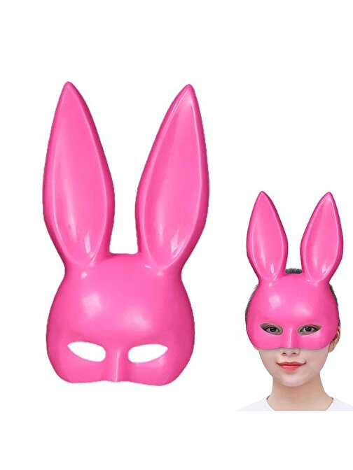 XMARKETTR Pembe Renk Ekstra Lüks Uzun Tavşan Maskesi 35x16 cm