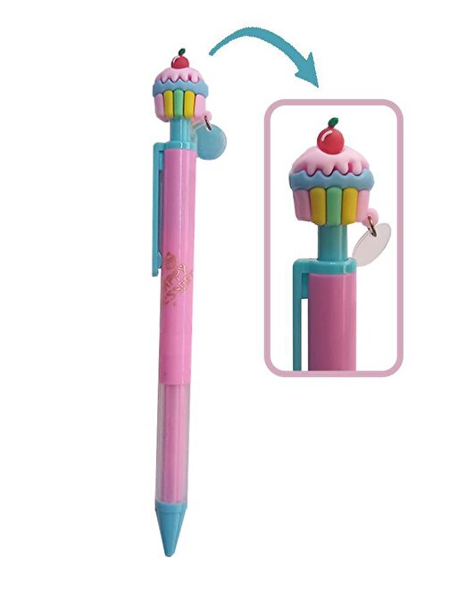Artlantis Cupcake Versatil Kalem Pasta Kapkek Figürlü 0.7 Uçlu Kalem Hediye Kalem Sevimli Kalem Pembe