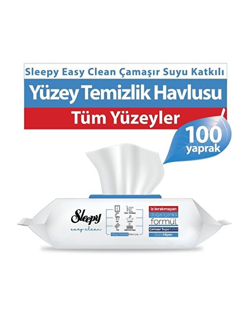 Sleepy Easy Clean Çamaşır Suyu Katkılı Yüzey Temizlik Havlusu 100 Adet