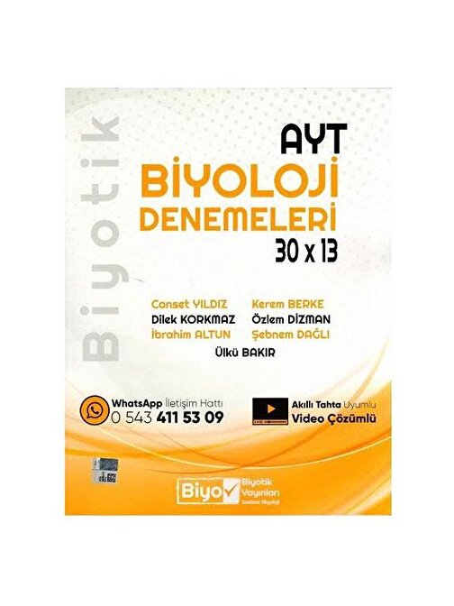 Biyotik Yayınları Ayt Biyoloji Biyotik 30 X 13 Denemeleri