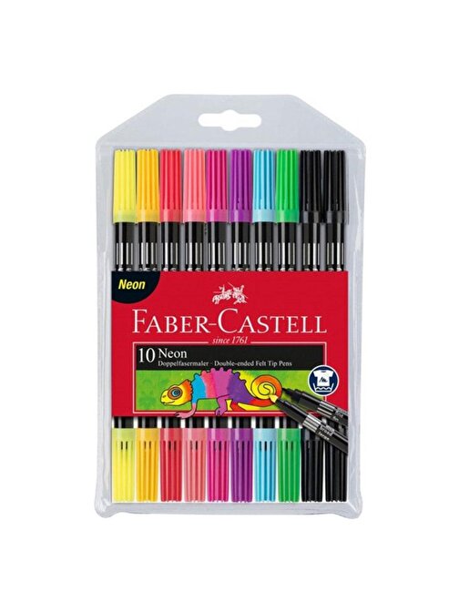 Faber Castell Keçeli Kalem Çift Taraflı Neon Karışık 10 Renk 5062151109