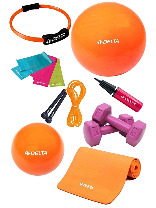 Delta 10 MM Minderli PTCS Turuncu Full Pilates Seti ( 75 cm - 20 cm )