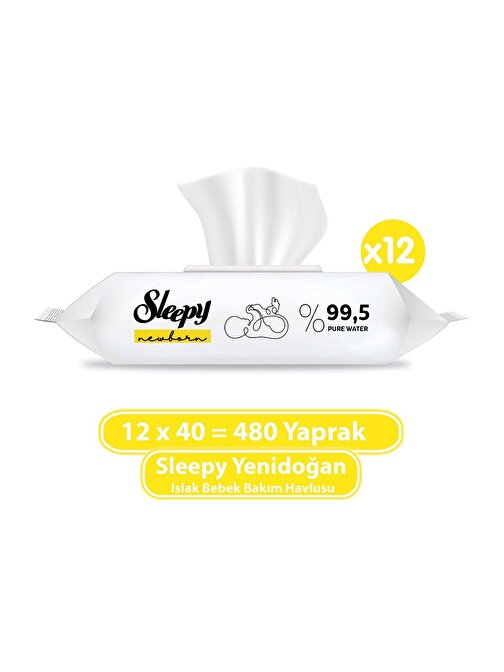 Sleepy Yenidoğan Islak Bebek Havlusu 12 x 40 480 Yaprak