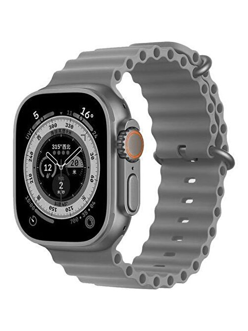 Cosmostech Apple Watch 1 - 2 - 3 - 4 - 5 - 6 - Se - 7 - 8 - Ultra 42 - 44 - 45 - 49 mm Silikon Akıllı Saat Kordonu Koyu Gri