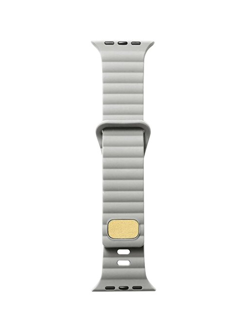 Cosmostech Apple Watch 1 - 2 - 3 - 4 - 5 - 6 - Se - 7 - 8 - Ultra 42 - 44 - 45 - 49 mm Dalgalı Şerit Tasarım Akıllı Saat Kordonu Açık Gri