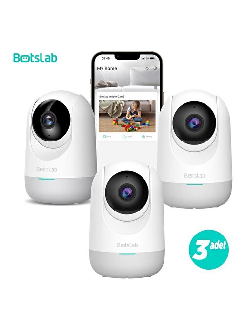 Botslab 360+ C211 2K Pro Small 360 Derece Dönebilen 360 Derece Görüş Açılı Gece Görüşlü IP Wifi Kablosuz Akıllı Dome Bebek Güvenlik Kamerası