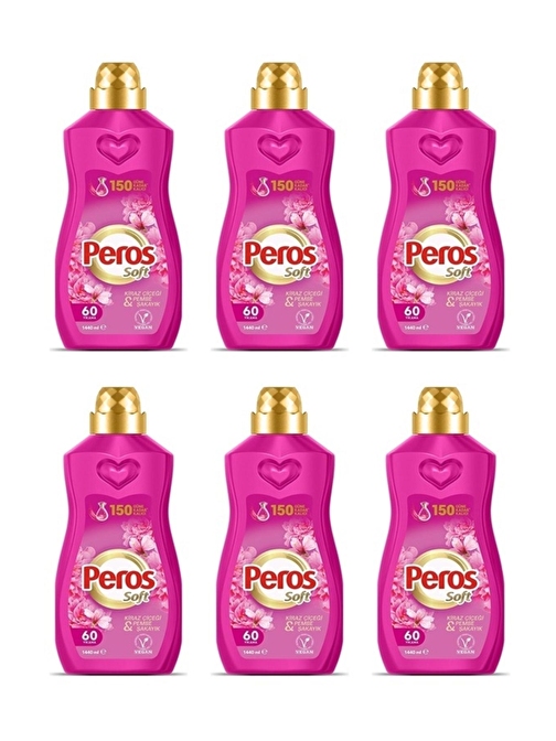 Peros Kiraz Çiçeği Pembe Şakayık Konsantre Çamaşır Yumuşatıcısı 1440 ml x 6'lı Süper Avantaj Paketi