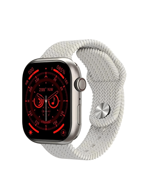 Bunnys Watch Apple iPhone 15 Pro Max Uyumlu 45 mm Bluetooth Çağrı Destekli Akıllı Saat Kırmızı