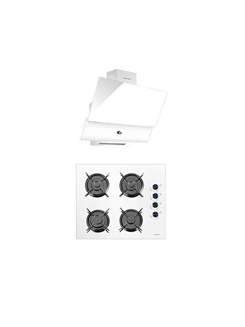 Luxell OC88 - DA88 Dijital Göstergeli Gazlı Cam Ocak + Davlumbaz 2'li Ankastre Set Beyaz