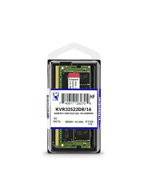 Kingston KVR32S22D8-16 16 GB CL16 DDR4 1x16 3200 MHz Ram