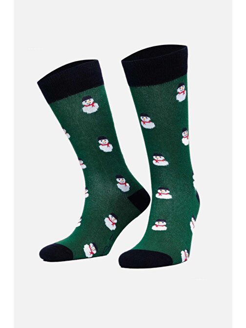 Aytuğ Erkek Pamuklu Tekli Yeşil Yılbaşı Temalı Çorap - A-49008-Y
