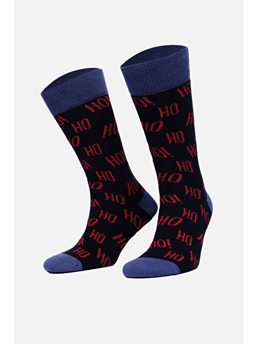 Aytuğ Erkek Pamuklu Tekli Lacivert Yılbaşı Temalı Çorap - A-49008-L