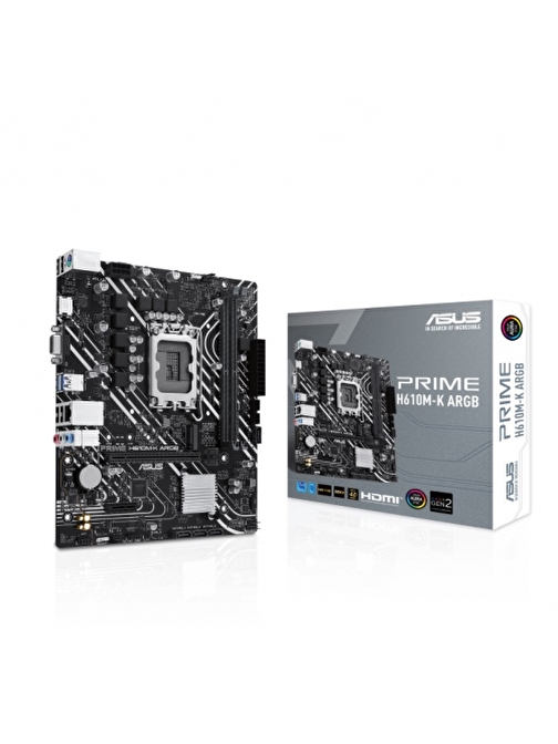 Asus Prime H610M-K ARGB LGA 1700 DDR5 5600 MHz mATX Masaüstü Bilgisayar Intel Uyumlu Anakart