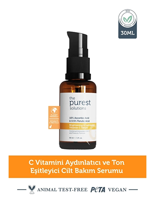 C Vit Aydınlatıcı Ve Ton Eşitleyici Bakım Serumu 30 ml %10 Ascorbic Acid & Ferulic Acid %0,5