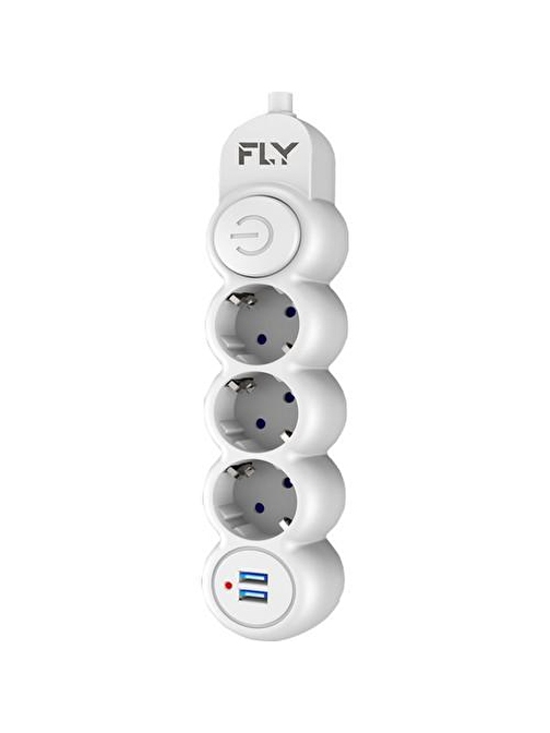 Fly Fly-3393-01 Akım Korumalı 3'lü Priz 2 Usb 2M 2.1A Uzatma Kablosu