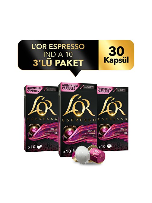 L'Or Espresso Origin India 3'lü Fırsat Paketi 30 Kapsül