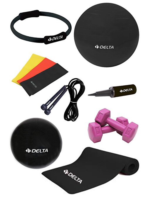 Delta 10 MM Minderli PSS Siyah Full Pilates Seti ( 75 cm - 20 cm )