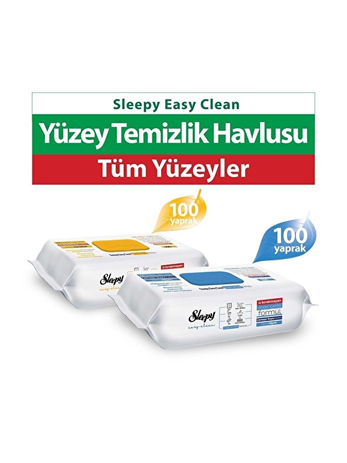 Sleepy Easy Clean Arap Sabunu + Çamaşır Suyu Katkılı Yüzey Temizlik Havlusu 100+100 (200 Yaprak)