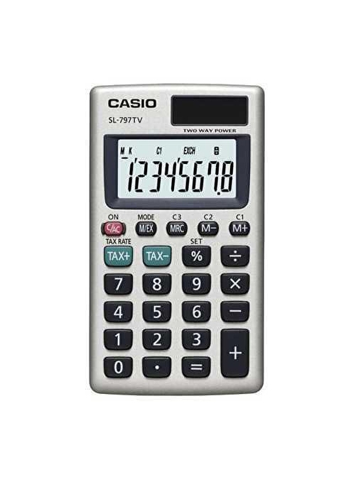 Casio SL-797TV-GD 8 Hane Gümüş Renk Cep Tipi Hesap Makinesi