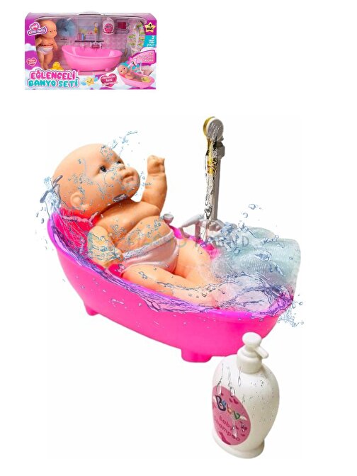 Mashotrend Plastik Eğlenceli Sulu Oyuncak Bebek Banyo Küvet Pembe