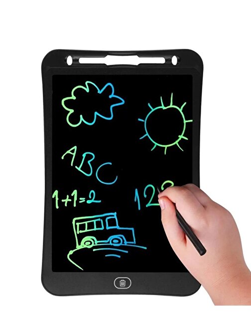 10 Inch, Kalemli Lcd Dijital Çizim-Eğitim Yazı Tableti, Dijital Çizim Pedi-10 İnç, Siyah