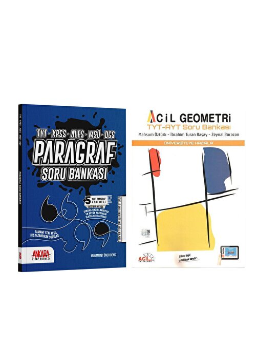 Acil Yayınları Tyt Ayt Geometri Ve Ankara Kitap Merkezi Paragraf Soru Bankası Seti 2 Kitap